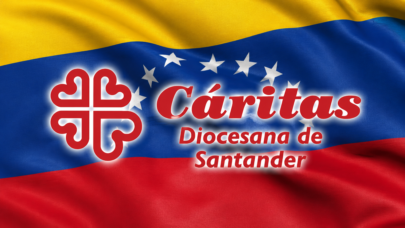 Bandera Venezuela y logo Cáritas