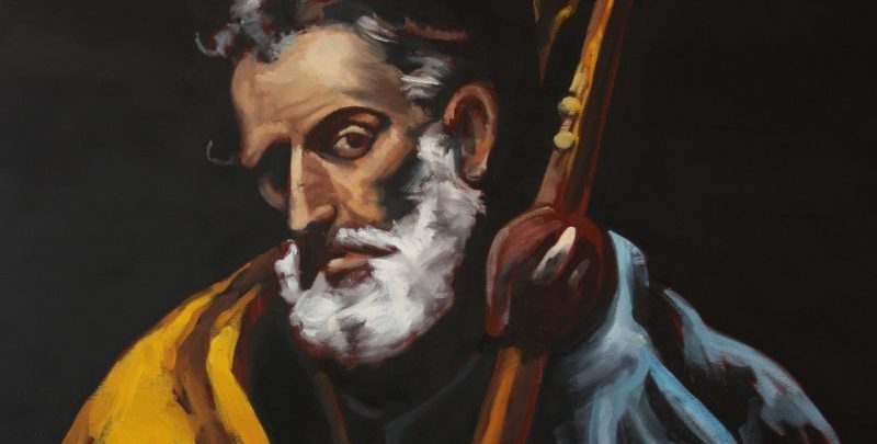 Detalle del mural de san Judas en Soto de la Marina